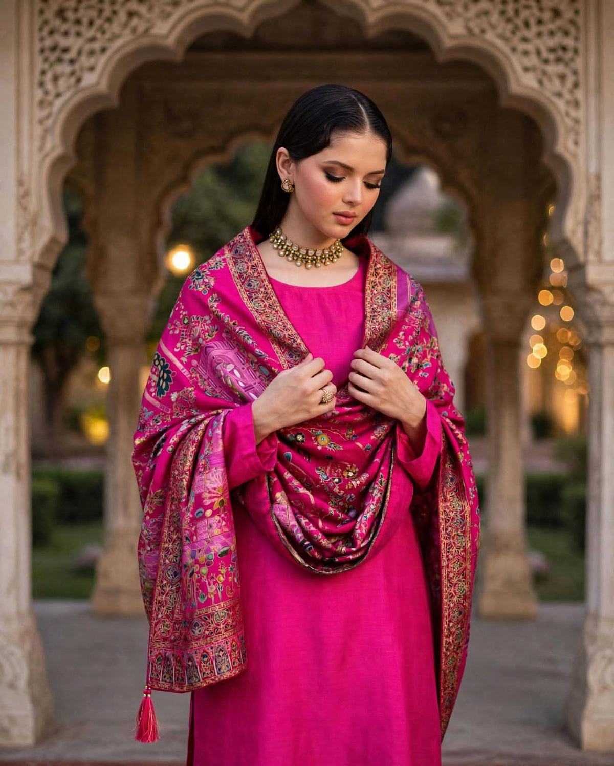 Noor-e-Mehfil Peacocks Dance in Fuchsia Dreams