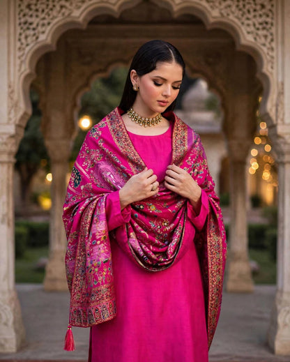 Noor-e-Mehfil Peacocks Dance in Fuchsia Dreams