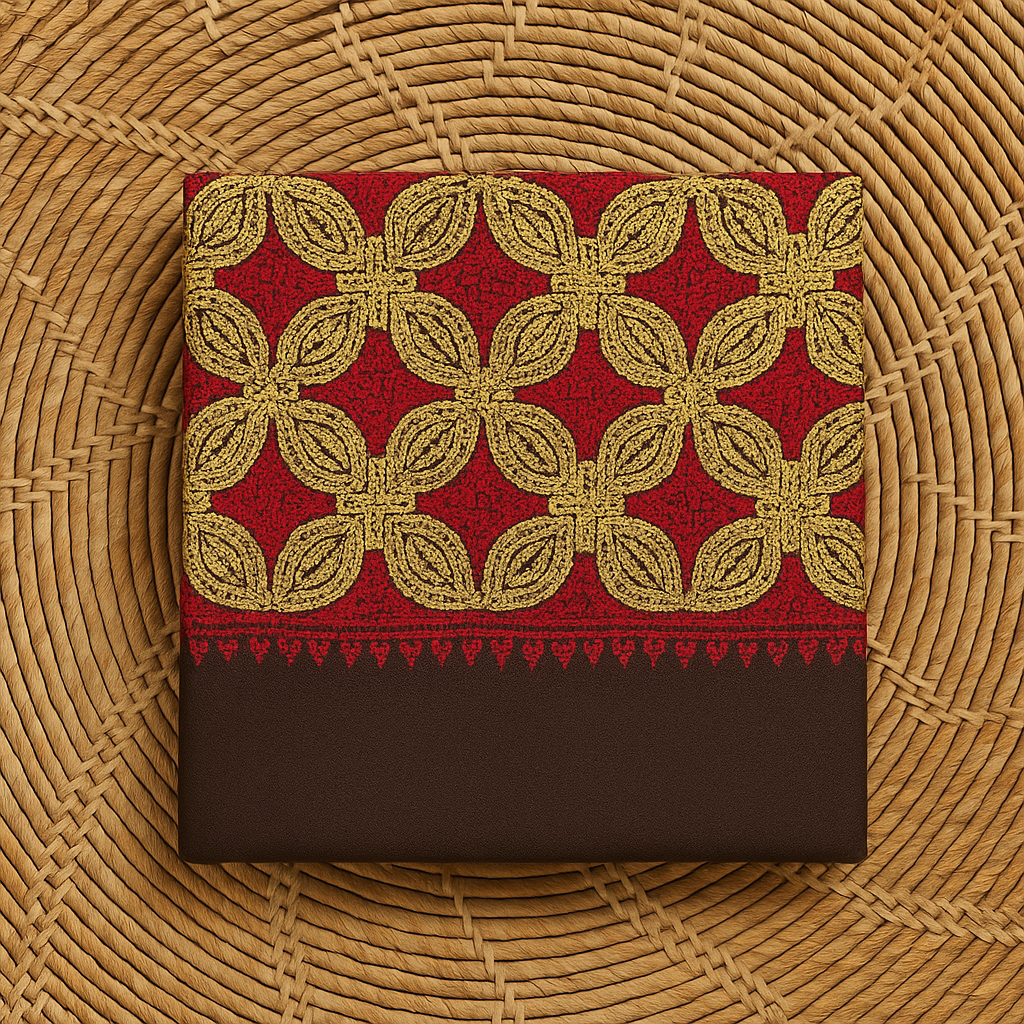 Luxury Embroidered Pashmina Shawl – Red & Golden
