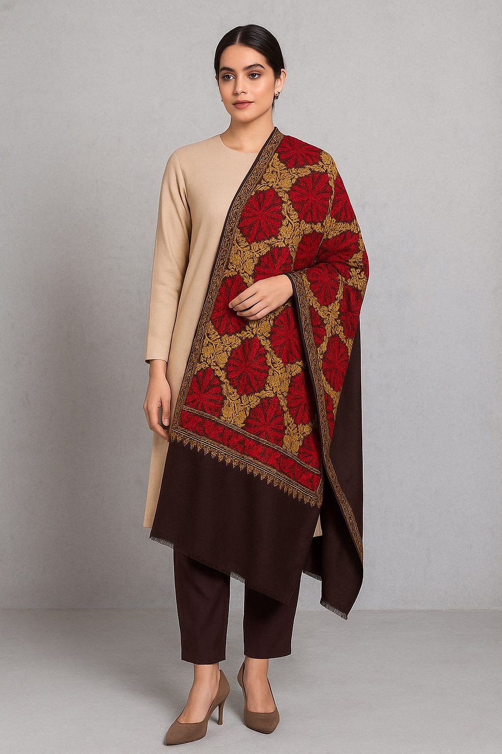 Luxury Aari Embroidery Pashmina Shawl