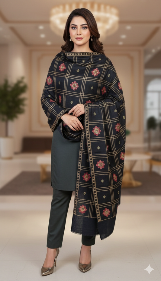 Exquisite Embroidered Pashmina Shawl