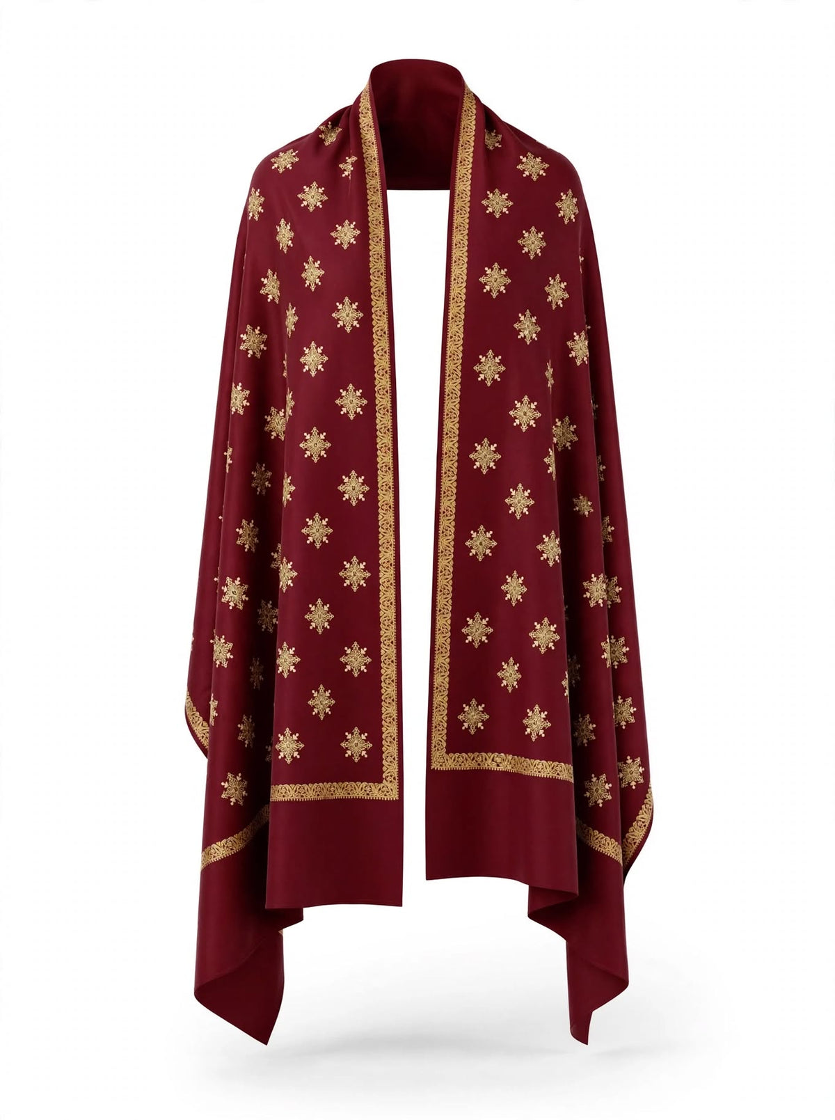 Maroon embroidered shawl