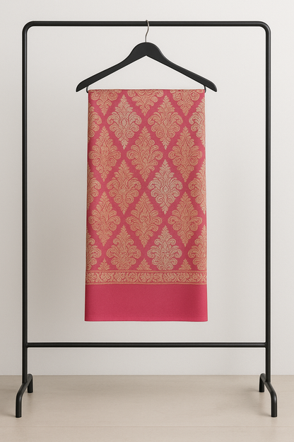 Luxury Pink & Gold Jacquard Pashmina Shawl