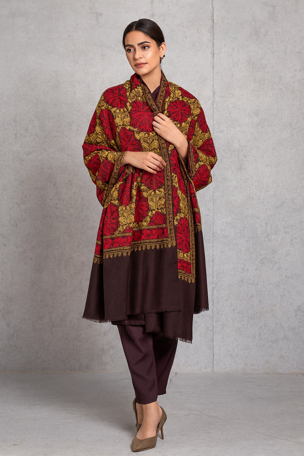 Luxury Aari Embroidery Pashmina Shawl