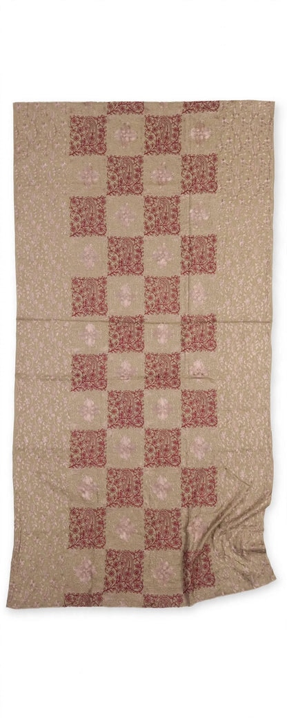 Beige Pashmina Aari Embroidery Shawl