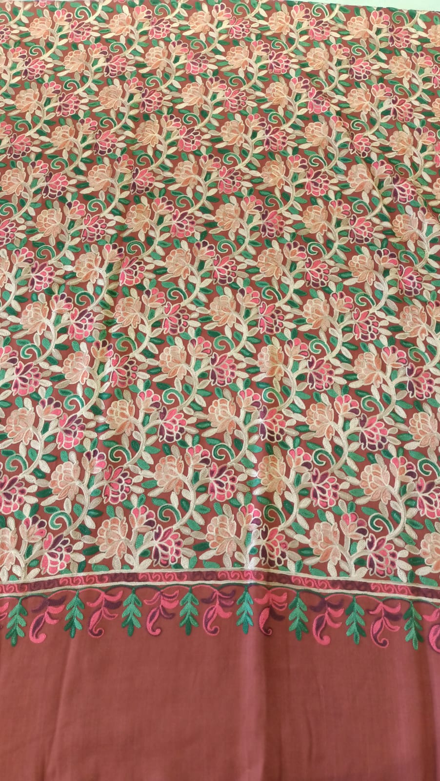 Exquisite Aari Embroidery Pashmina Shawl