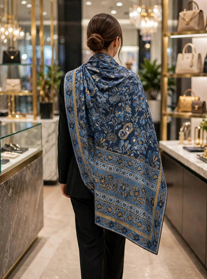 Noor-e-Kashmir - Handwoven Pure Pashmina Kani Shawl | Authentic Kashmiri Jamawar