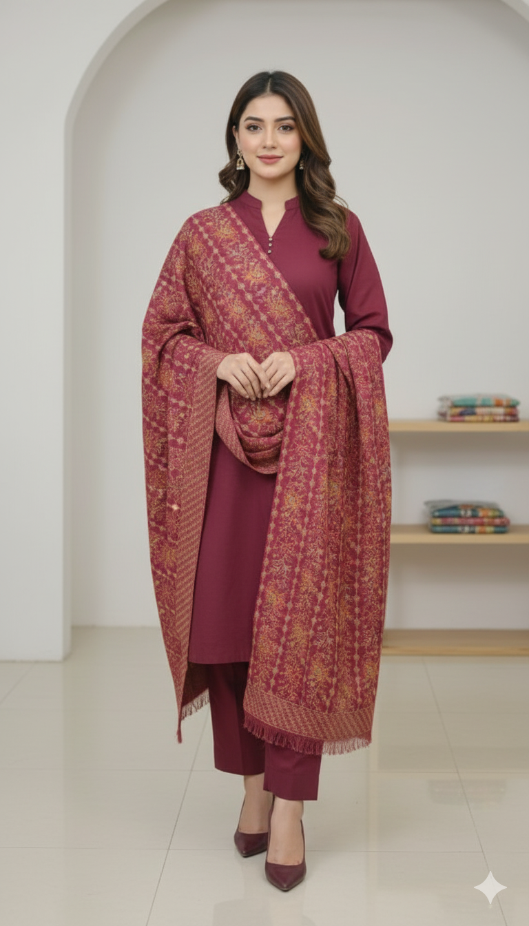 Karandi embroidered shawl