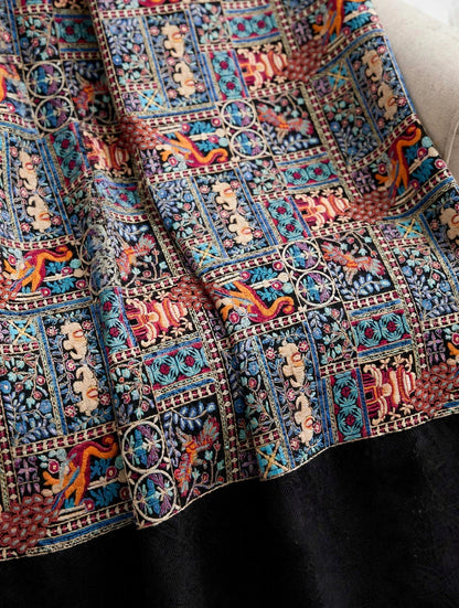 Noir Heritage - Handmade Kani Pashmina Shawl | Black Mughal