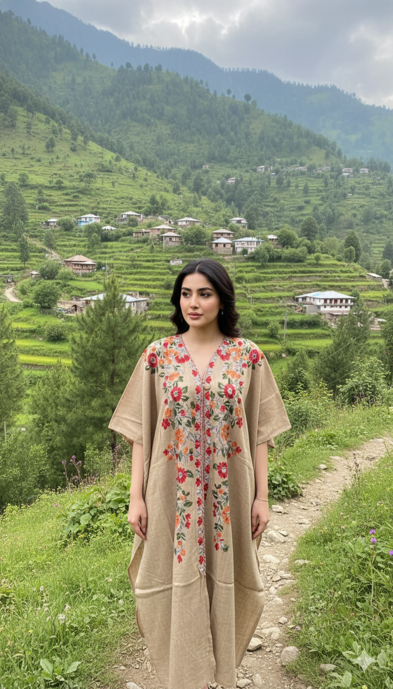 Pashmina Kaftan with Kashmiri Embroidery