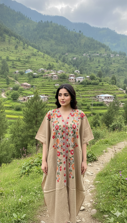Pashmina Kaftan with Kashmiri Embroidery