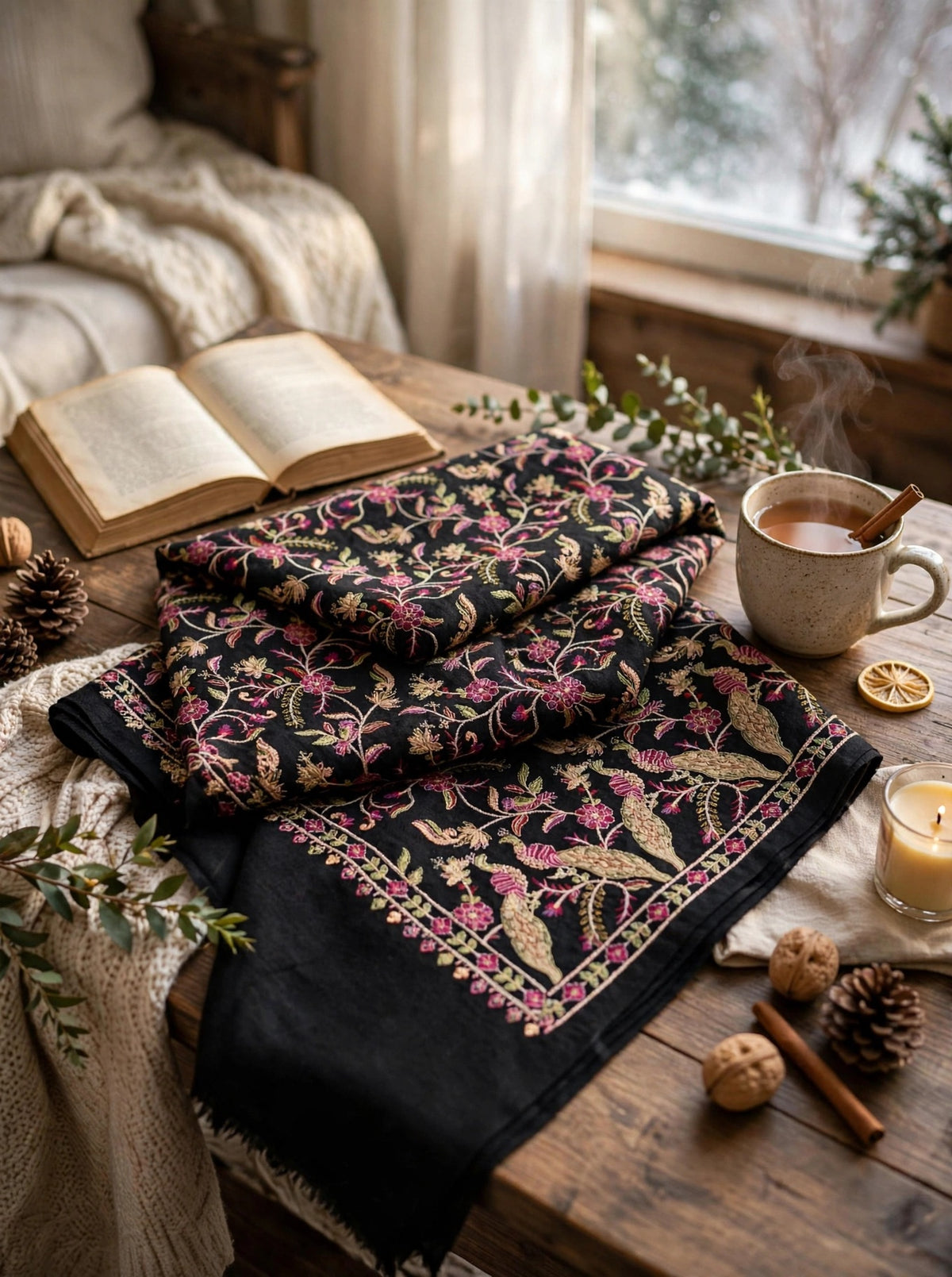 Pashmina Shawl with Papier Mâché Embroidery