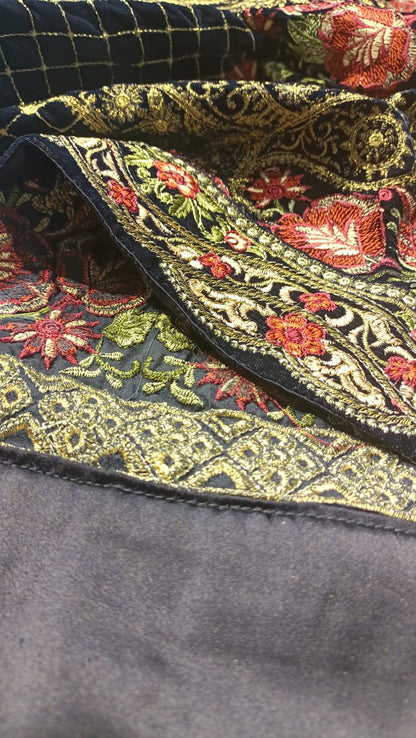 Velvet embroidered shawl