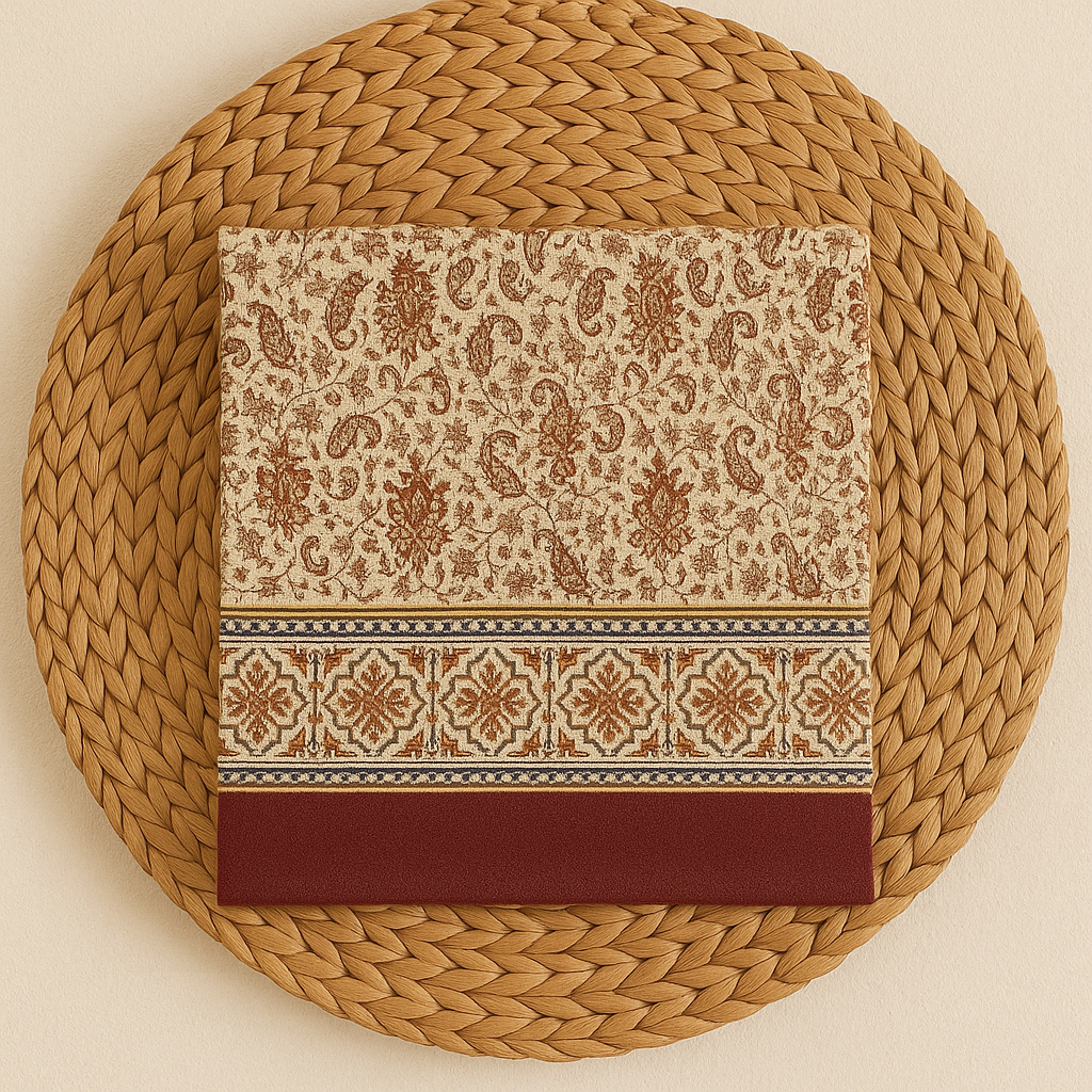 Maroon & Beige Traditional Pashmina Shawl – Floral & Paisley Grandeur