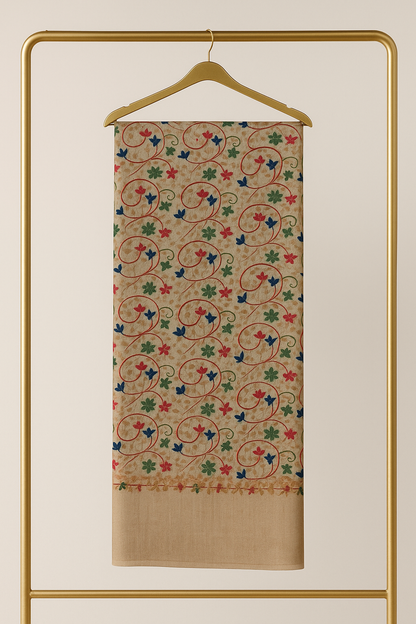 Multicolor Aari Embroidered Pashmina Shawl