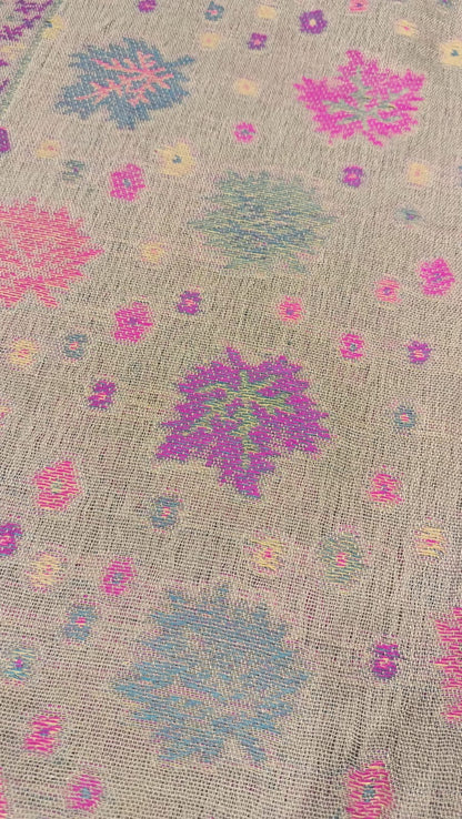Elegant Kani Pashmina Shawl – Pastel Lilac & Pink Weaves