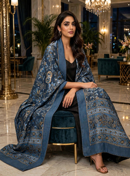Noor-e-Kashmir - Handwoven Pure Pashmina Kani Shawl | Authentic Kashmiri Jamawar