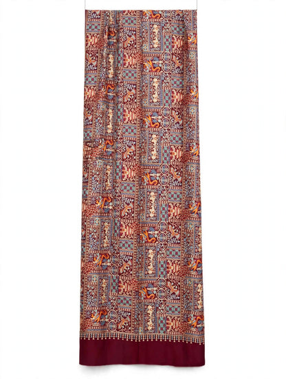 Maroon Mughal Garden Pashmina Shawl