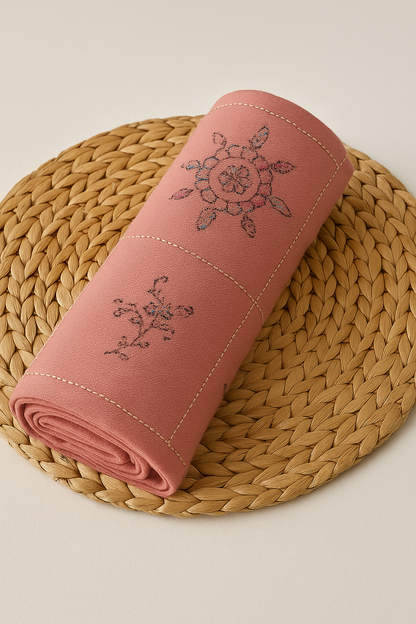 Hand embroidery pink pashmina shawl
