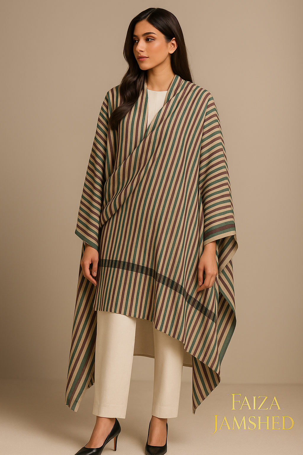 Luxury Striped Pashmina Printed Shawl