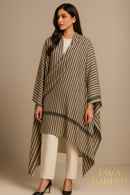 Luxury Striped Pashmina Printed Shawl