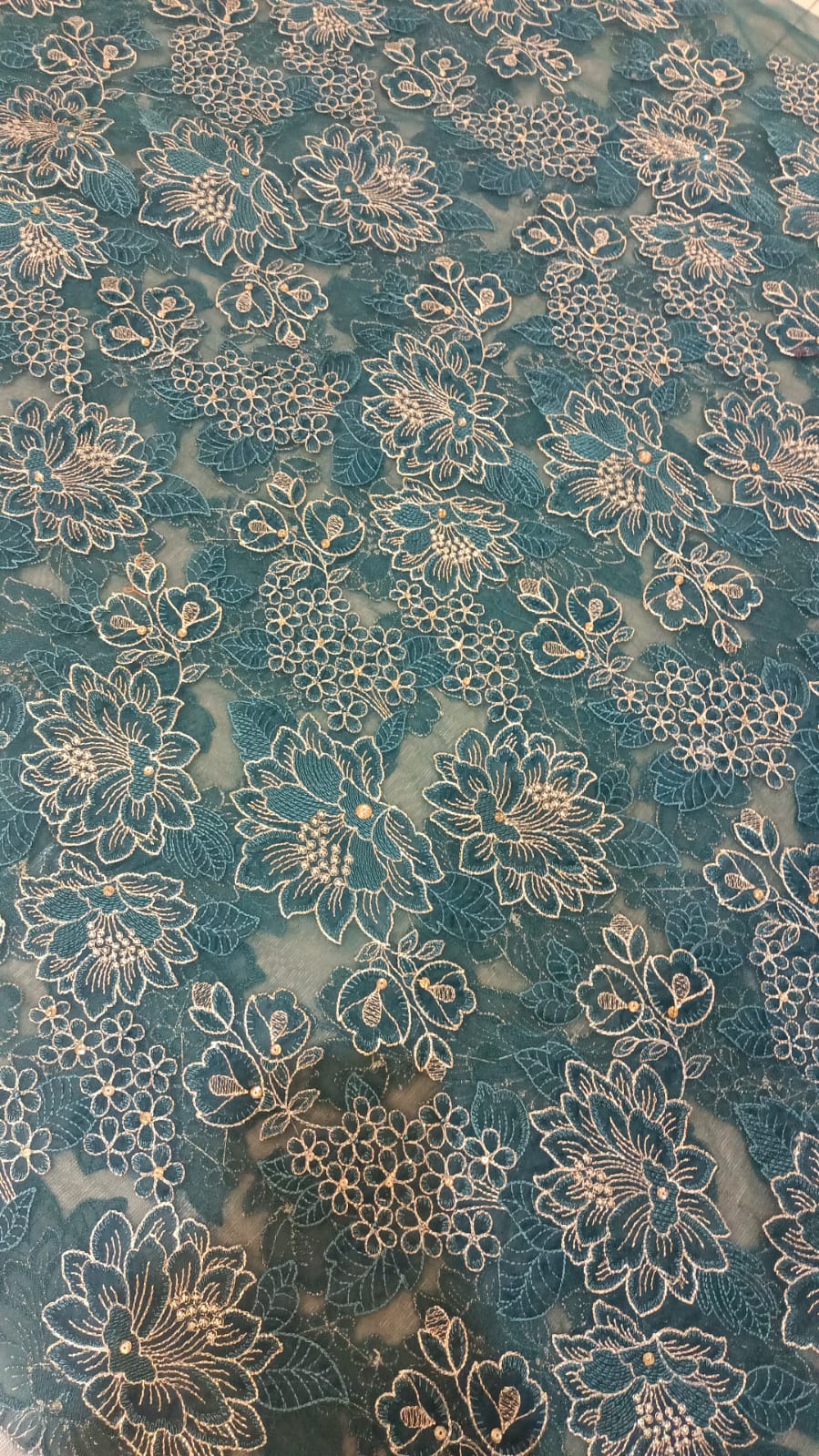 Teal Elegance: Laser-Cut Embroidered Shirt & Chiffon Dupatta Set