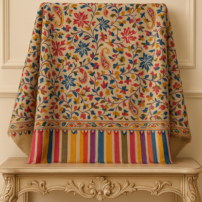 Printed aari embroidery Pashmina Shawl