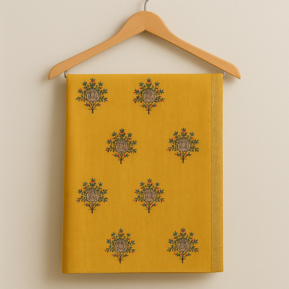 Mustard Yellow Embroidered Pashmina Shawl