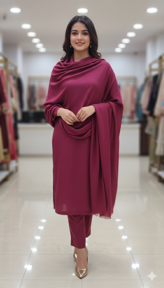 Plum Solid Pashmina Shawl – Timeless Elegance & Soft Comfort