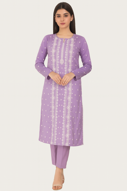 Lavender Embroidered Lawn 2-Piece Unstitched Suit