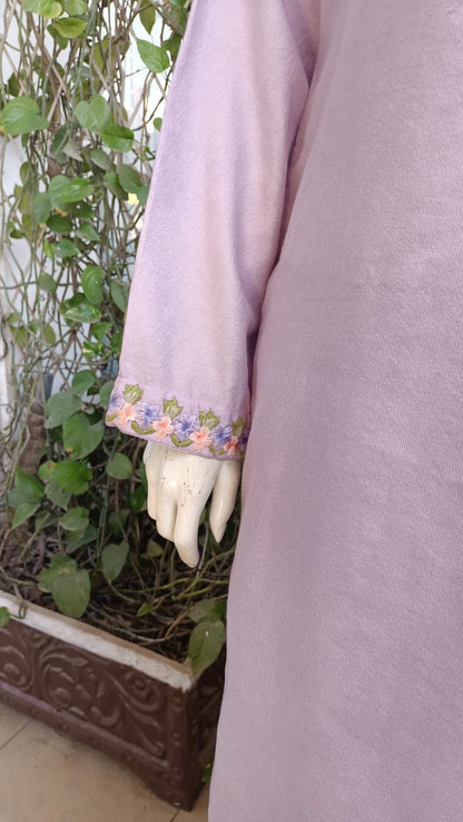 Embroidered Cotton Salwar Kameez Set | Machine Embroidery Neckline & Sleeves