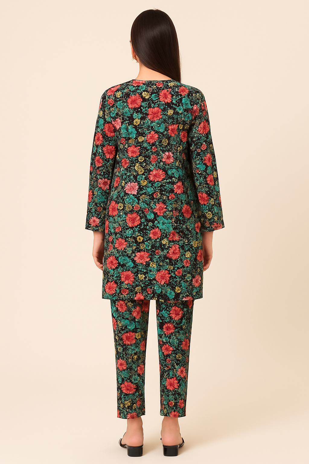 Multicolor Floral Print on Black Base