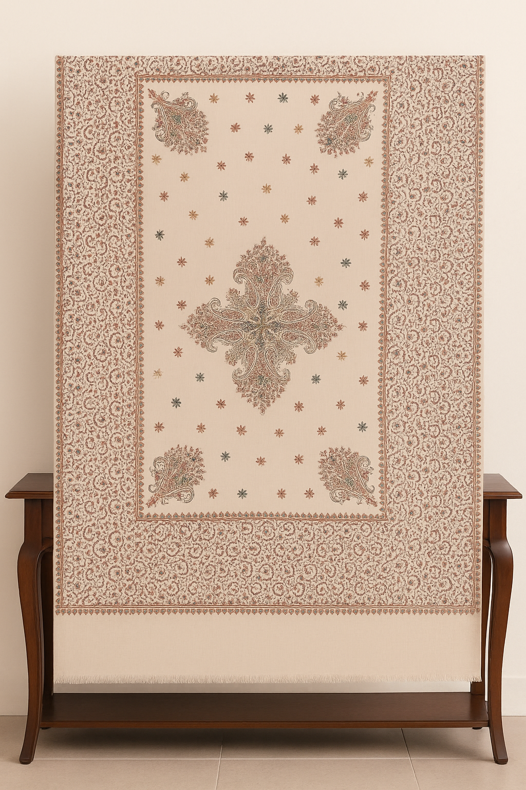 Elegant Kashmiri-Inspired Pashmina Shawl Paisley & Floral Motifs