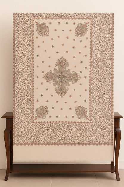 Elegant Kashmiri-Inspired Pashmina Shawl Paisley & Floral Motifs