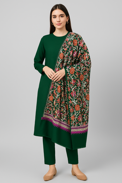 Pashmina Kalamkar Embroidered Shawl. Timeless Elegance
