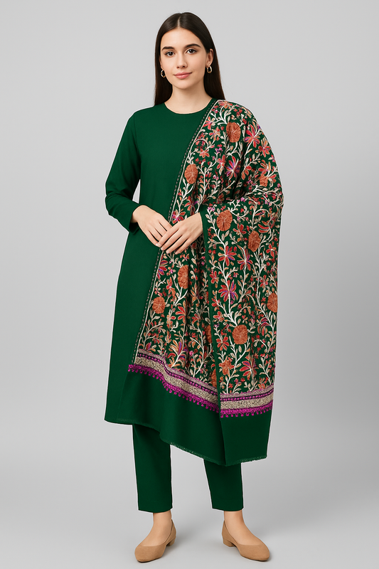Pashmina Kalamkar Embroidered Shawl. Timeless Elegance
