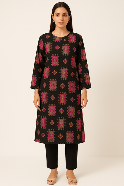 Embroidered Black Lawn
