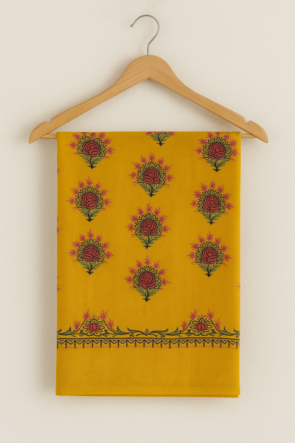 Mustard Yellow Embroidered Pashmina Shawl – Floral Grandeur