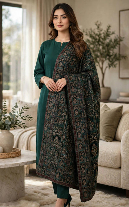 Regal Elegance in Emerald The Signature Velvet Shawl