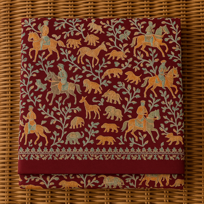 Maroon Pashmina Shawl with Royal Hunt Embroidery