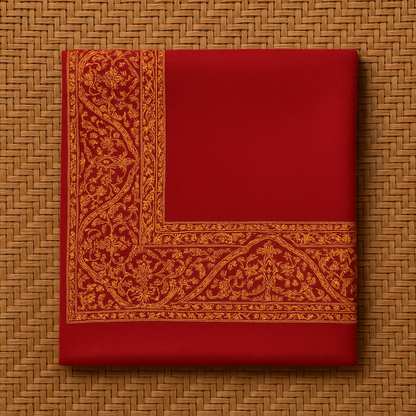 Maroon Pashmina Shawl with Mustard Embroidery Border