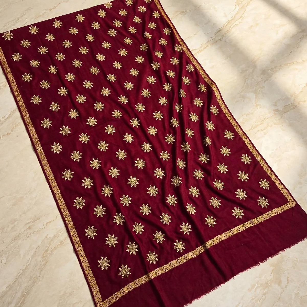Maroon embroidered shawl