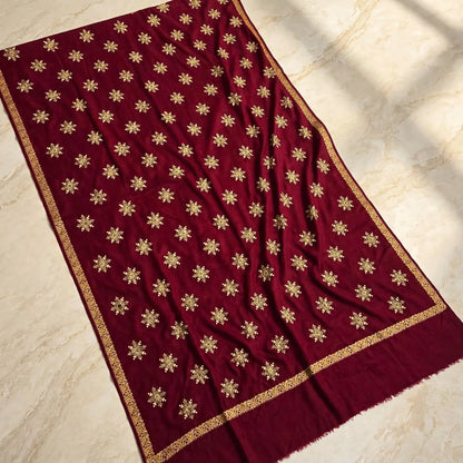 Maroon embroidered shawl
