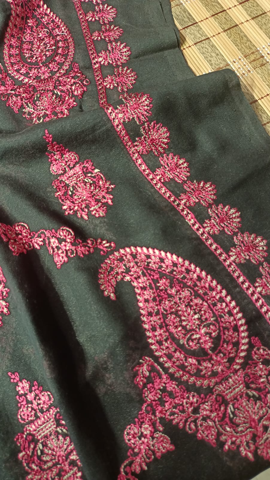 Black Embroidered Karandi Shawl