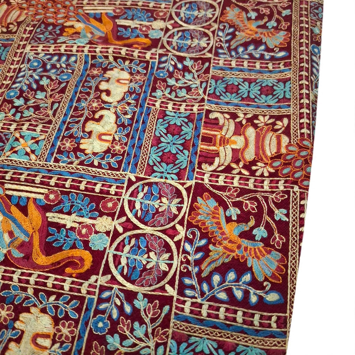 Maroon Mughal Garden Pashmina Shawl
