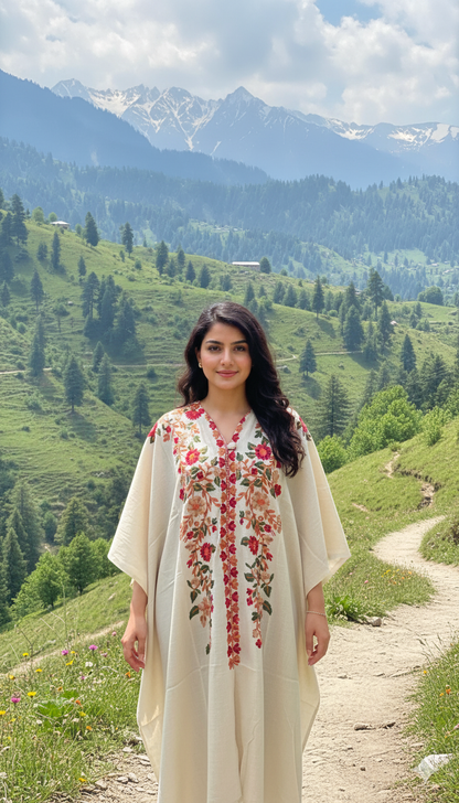 Pashmina Kaftan  Ivory Garden Bloom