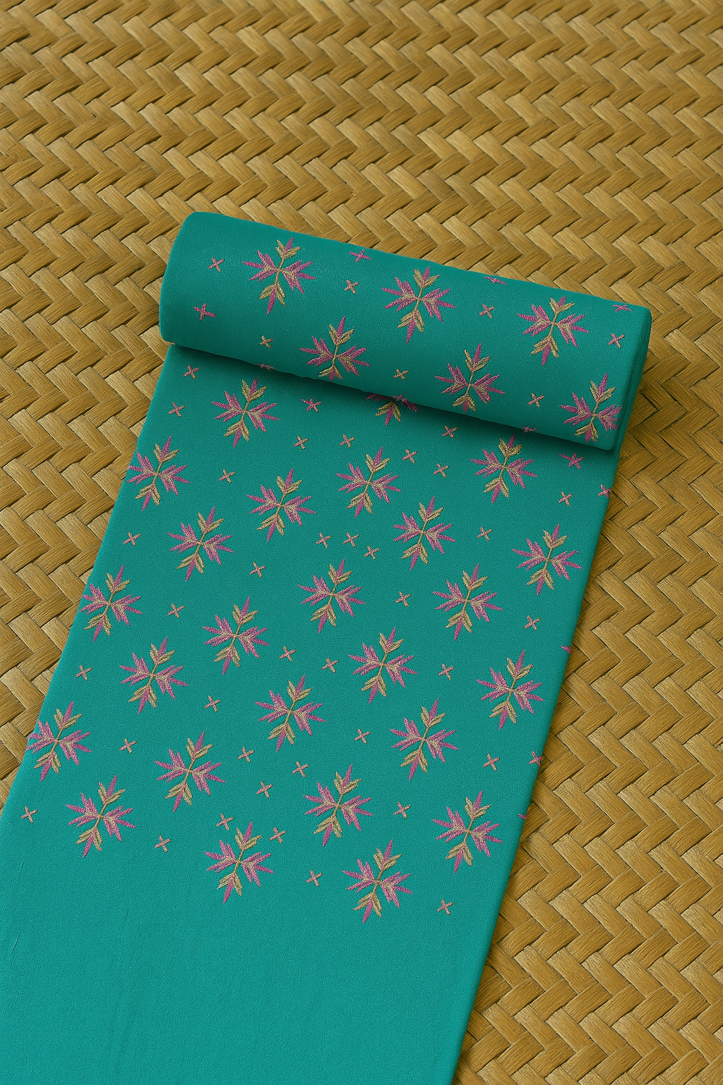 Teal embroidered 2-piece lawn suit: