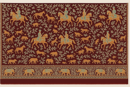 Maroon Pashmina Shawl with Royal Hunt Embroidery