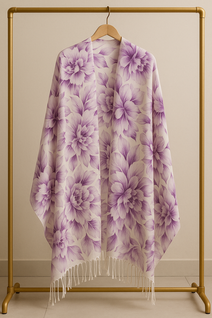 Elegant Purple Floral Pashmina Shawl