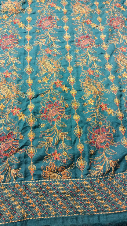Elegant Blue Karandi Embroidered Floral Heritage Design